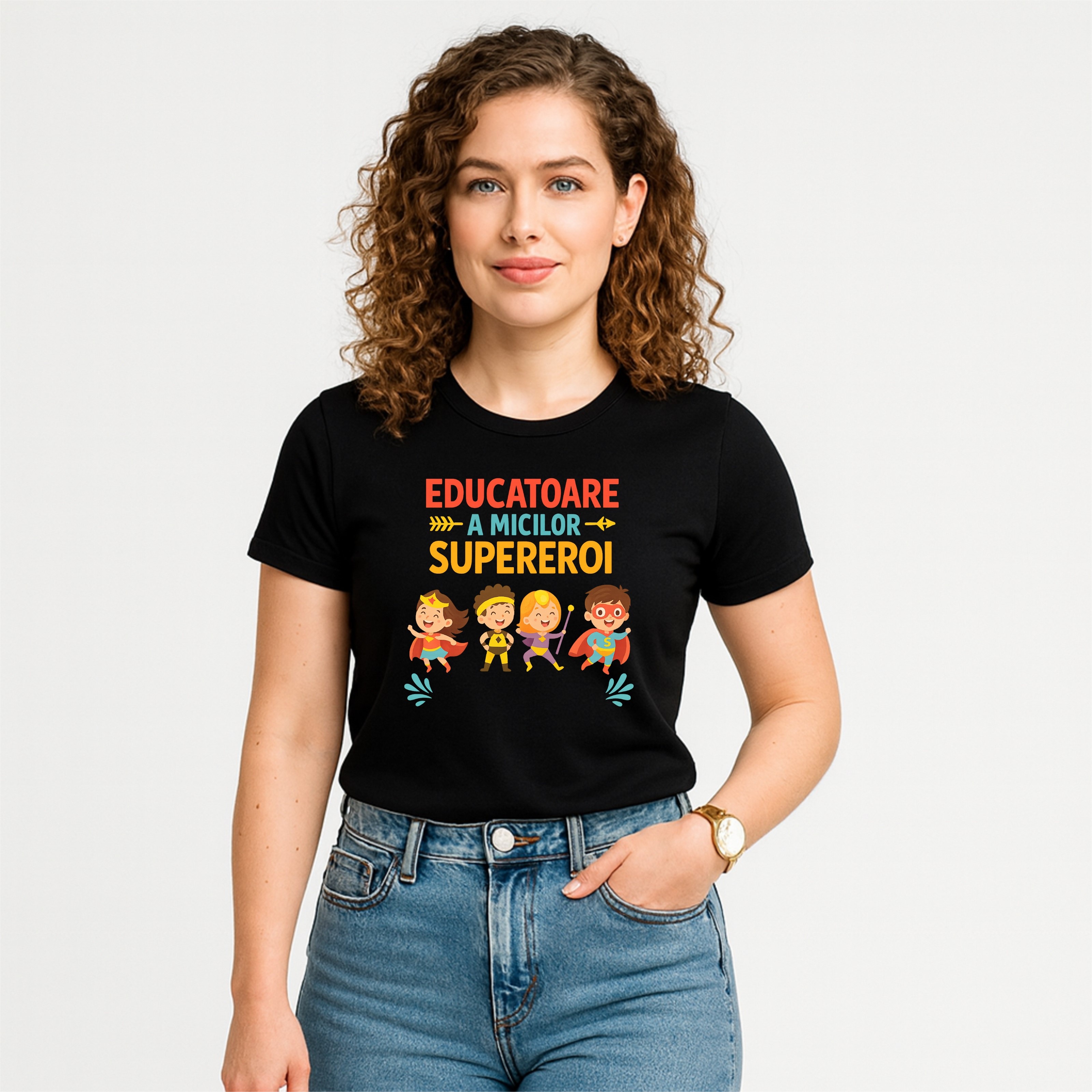 Tricou dama Educatoare a micilor Super Eroi